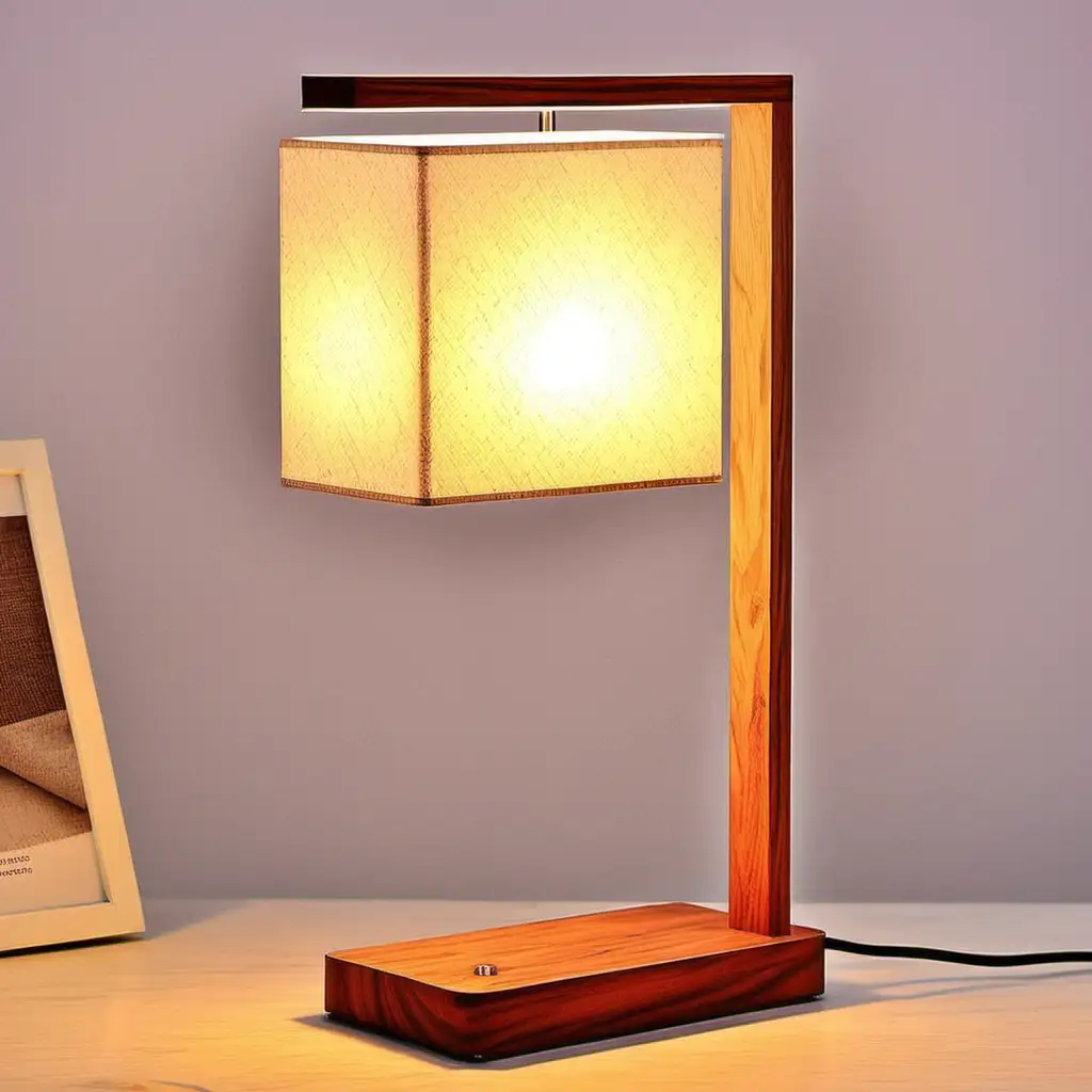 Modern Wooden Table Lamp with LED Light Fixture