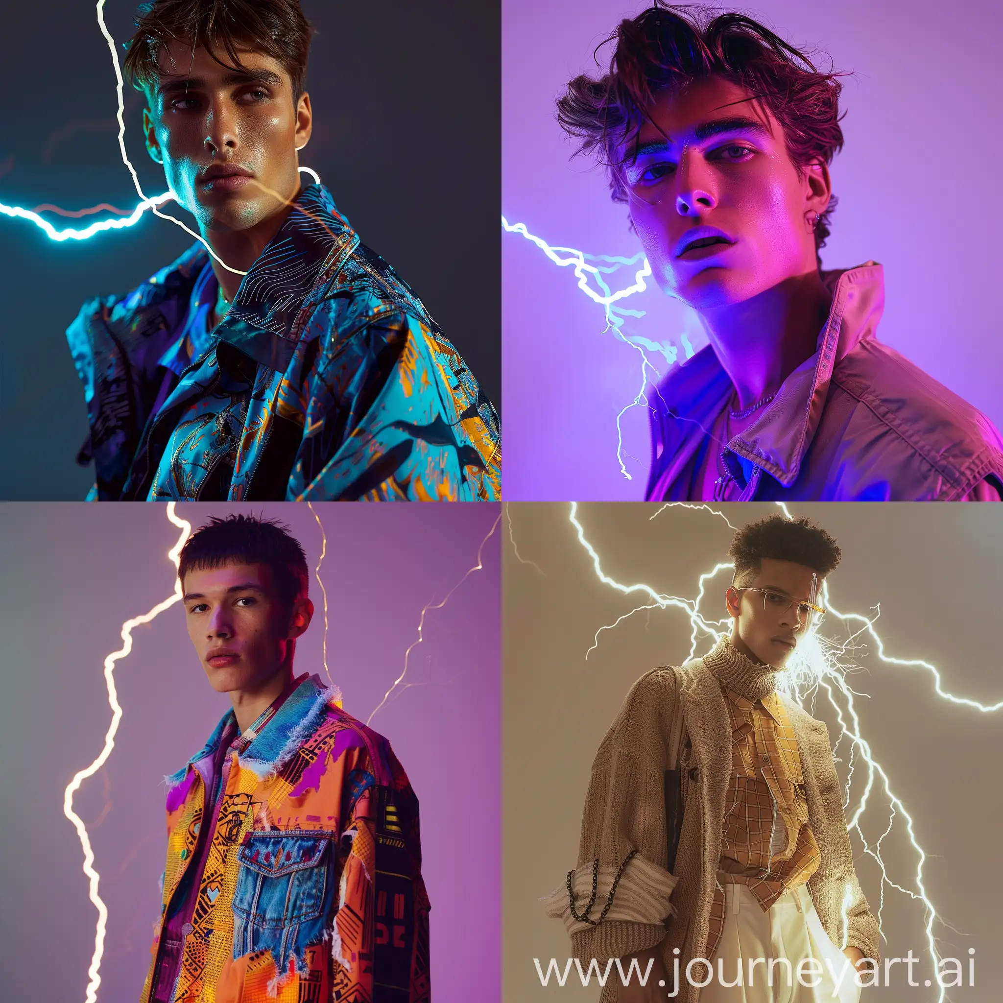 male model with a studio lightning with 2000s clothing