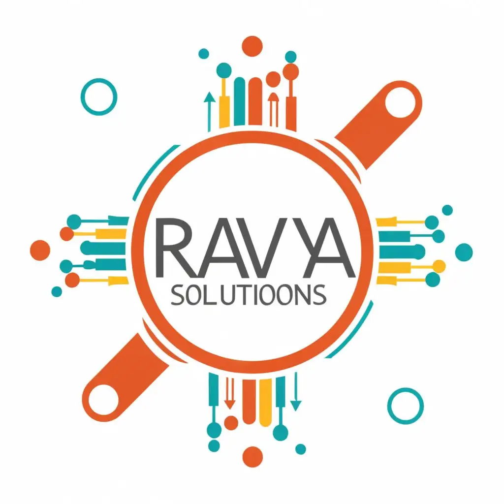 logo, circle , etc., with the text "RAVYA SOLUTIONS", typography
