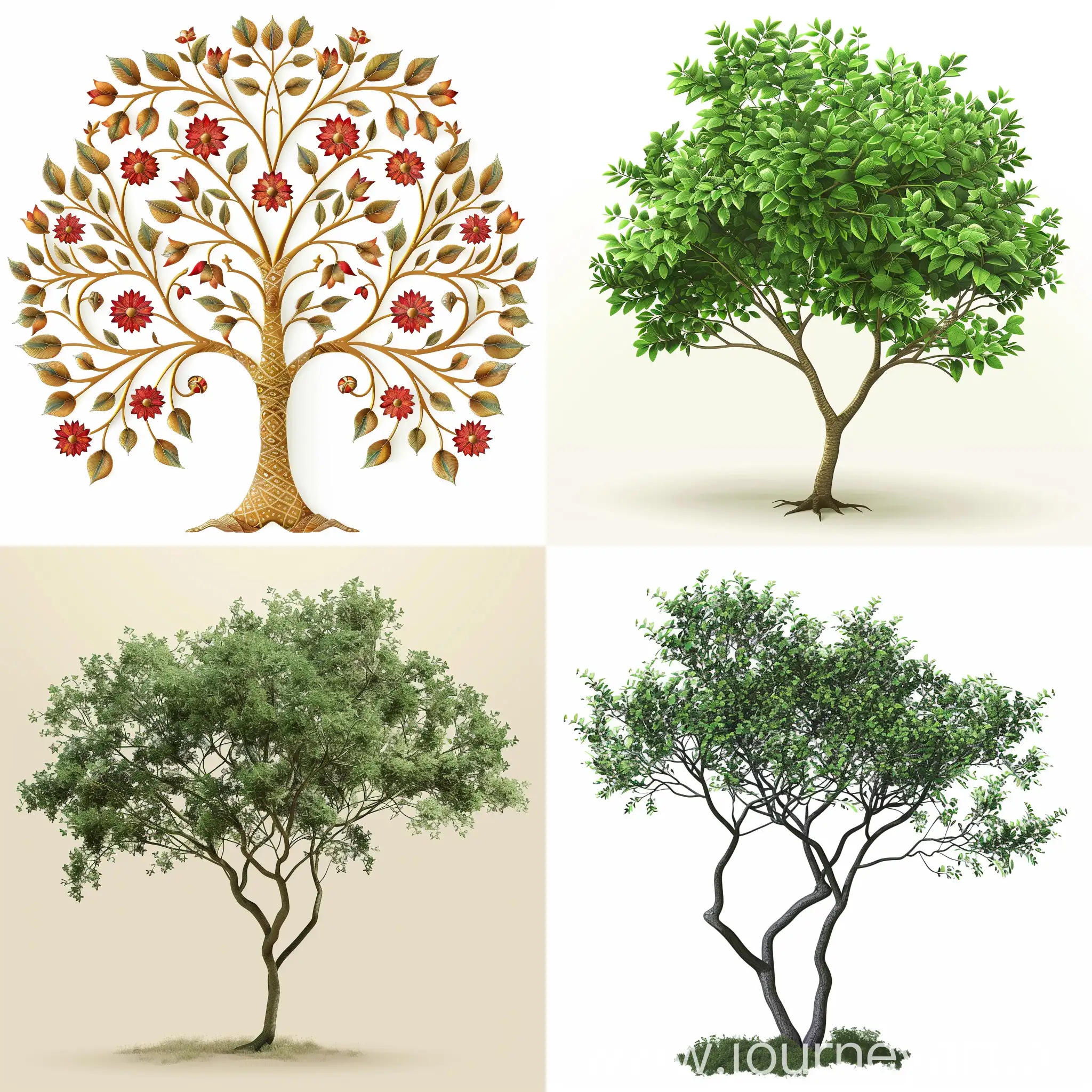 Vector Illustration of persian tree,2d/ 3d