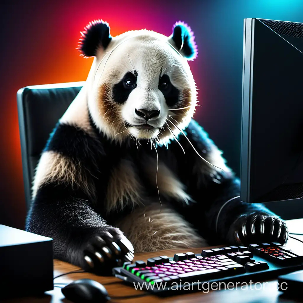 a panda attending a LAN party