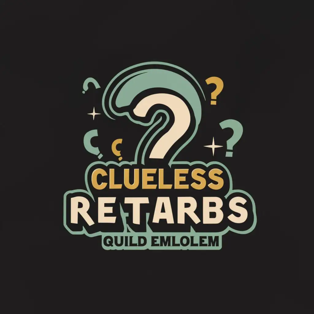 a logo design,with the text "Clueless Retarbs Guild Emblem", main symbol:Questionmark gaming theme retro simple text,Minimalistic,be used in Entertainment industry,clear background
