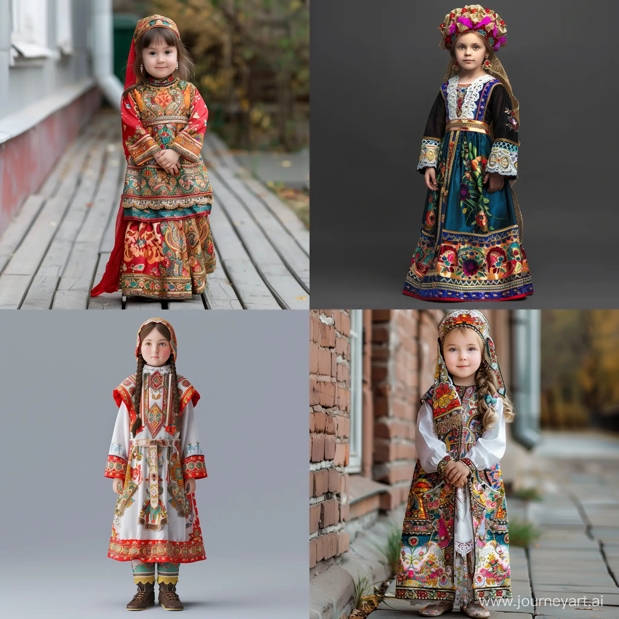 Little-Girl-in-Traditional-Russian-Costume-A-FullLength-Portrait