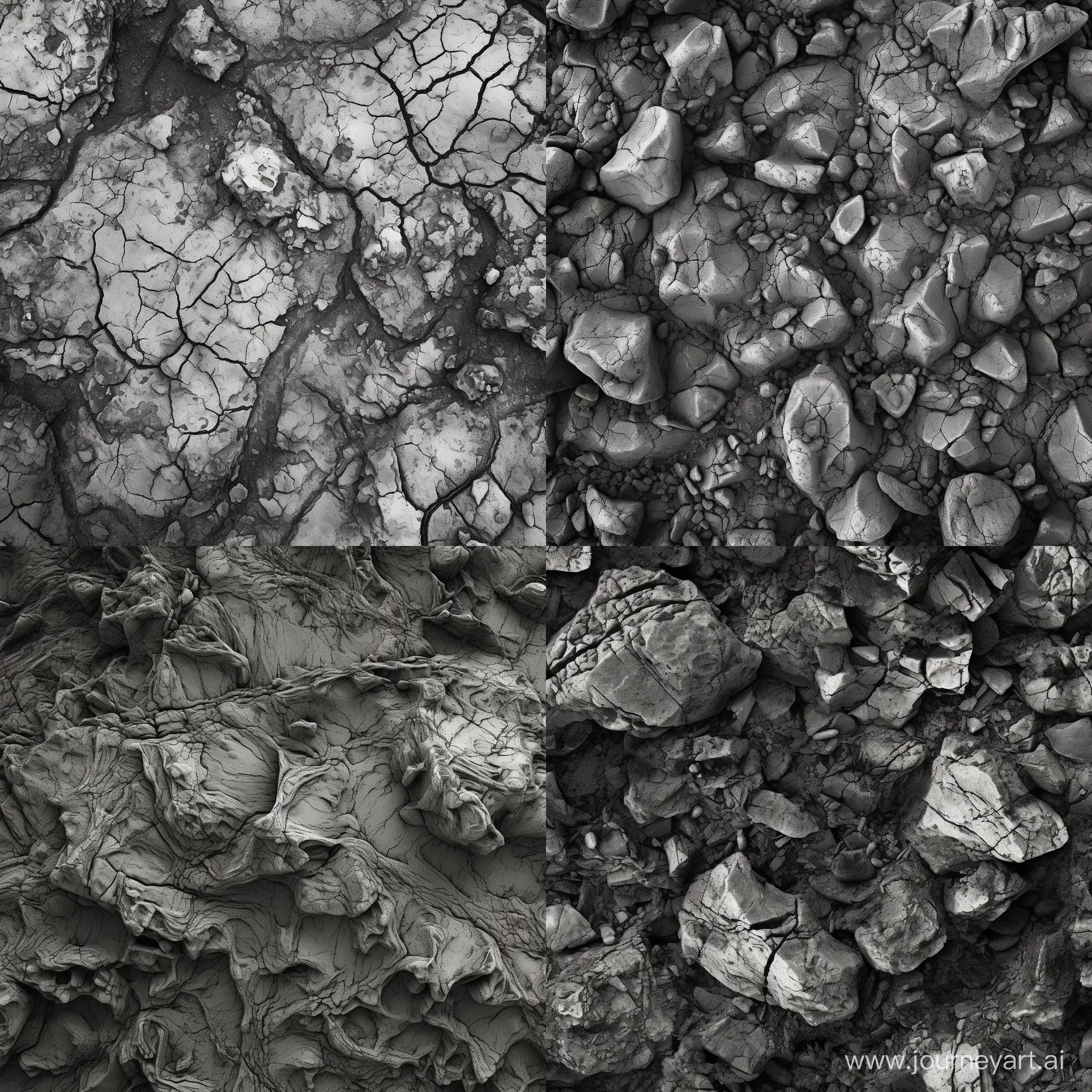 Aerial-View-of-Textured-Rocky-Soil-Realistic-Black-and-White-Landscape