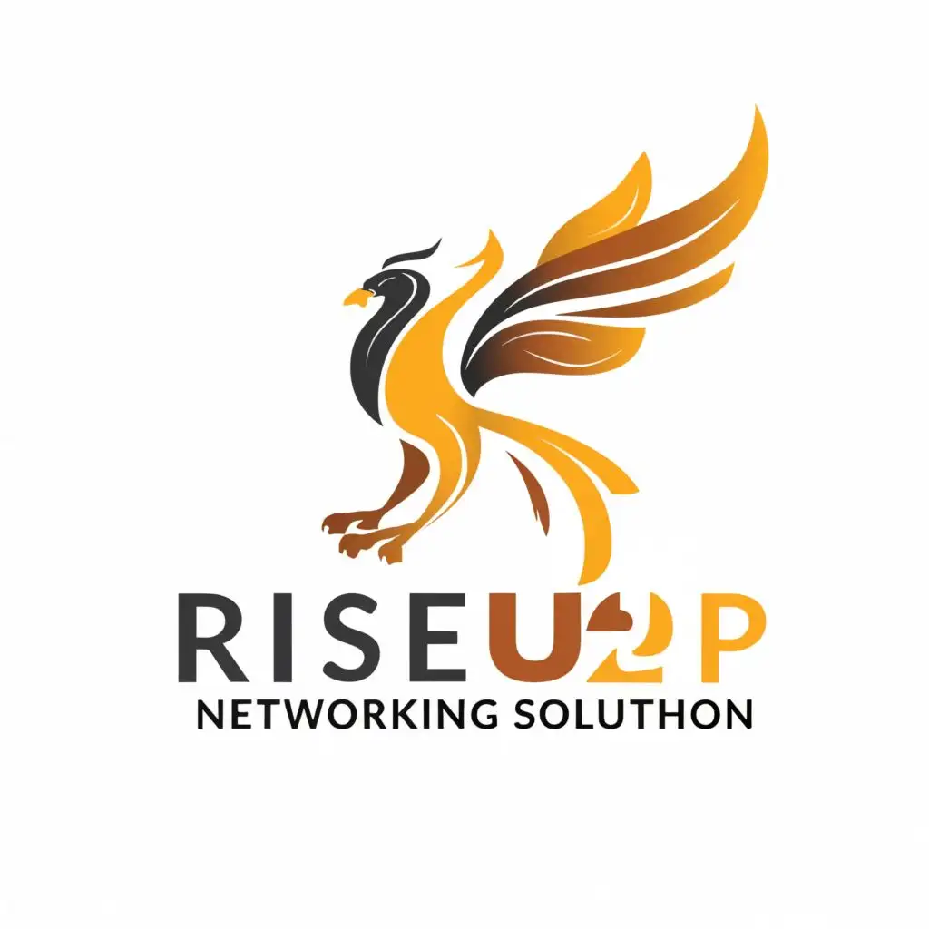 logo, Phoenix, with the text "RiseUp B2B , Networking Solution", typography