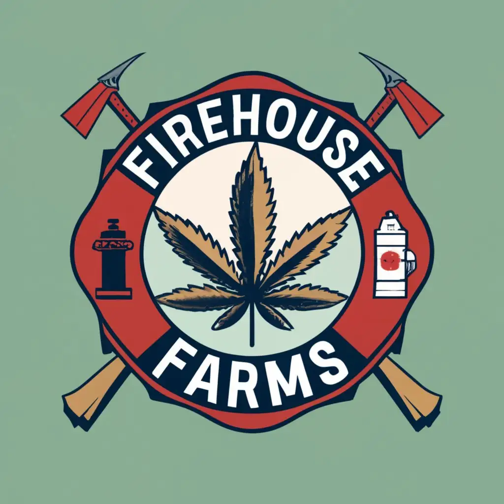 logo, maltese cross patch logo cannabis firefighting, with the text "Firehouse Farms", typography