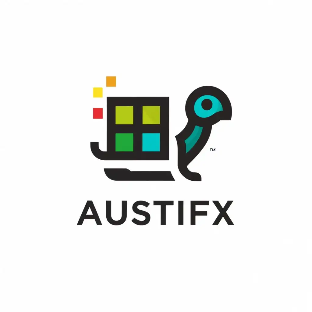 a logo design,with the text "AustiFX", main symbol:Turtle on computer,Minimalistic,be used in Entertainment industry,clear background