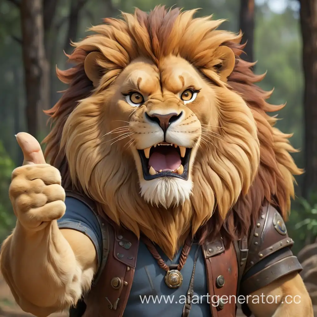 lion with thumbs-up