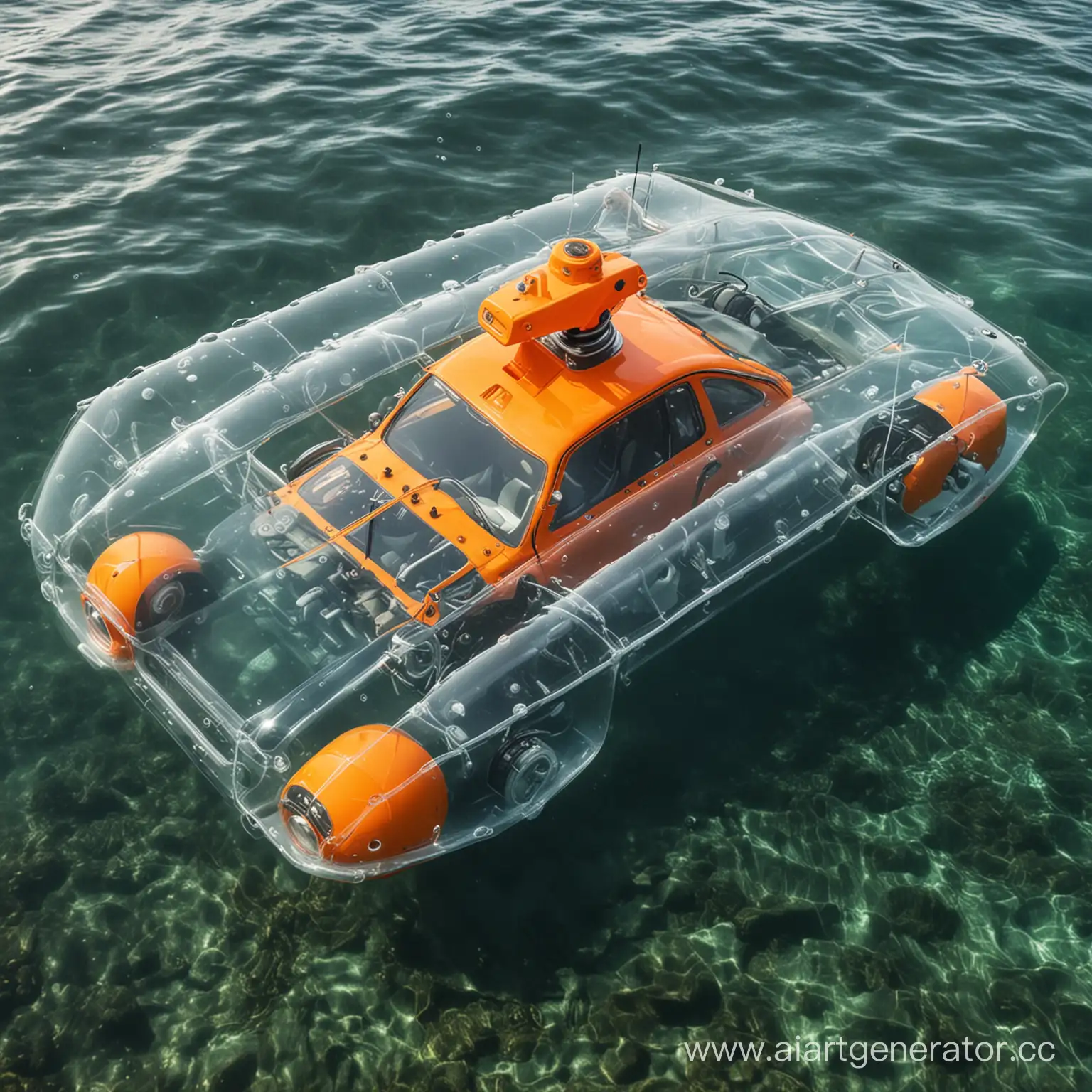 Подводный автомобиль прозрачный для 10 человек с оранжевым свистком
