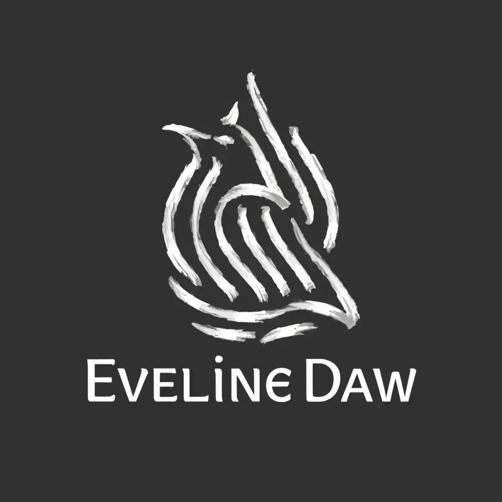 a logo design,with the text "Eveline Daw", main symbol:bold ink brush stroke white crow inside water droplet with mystery font,Minimalistic,be used in Entertainment industry,clear background