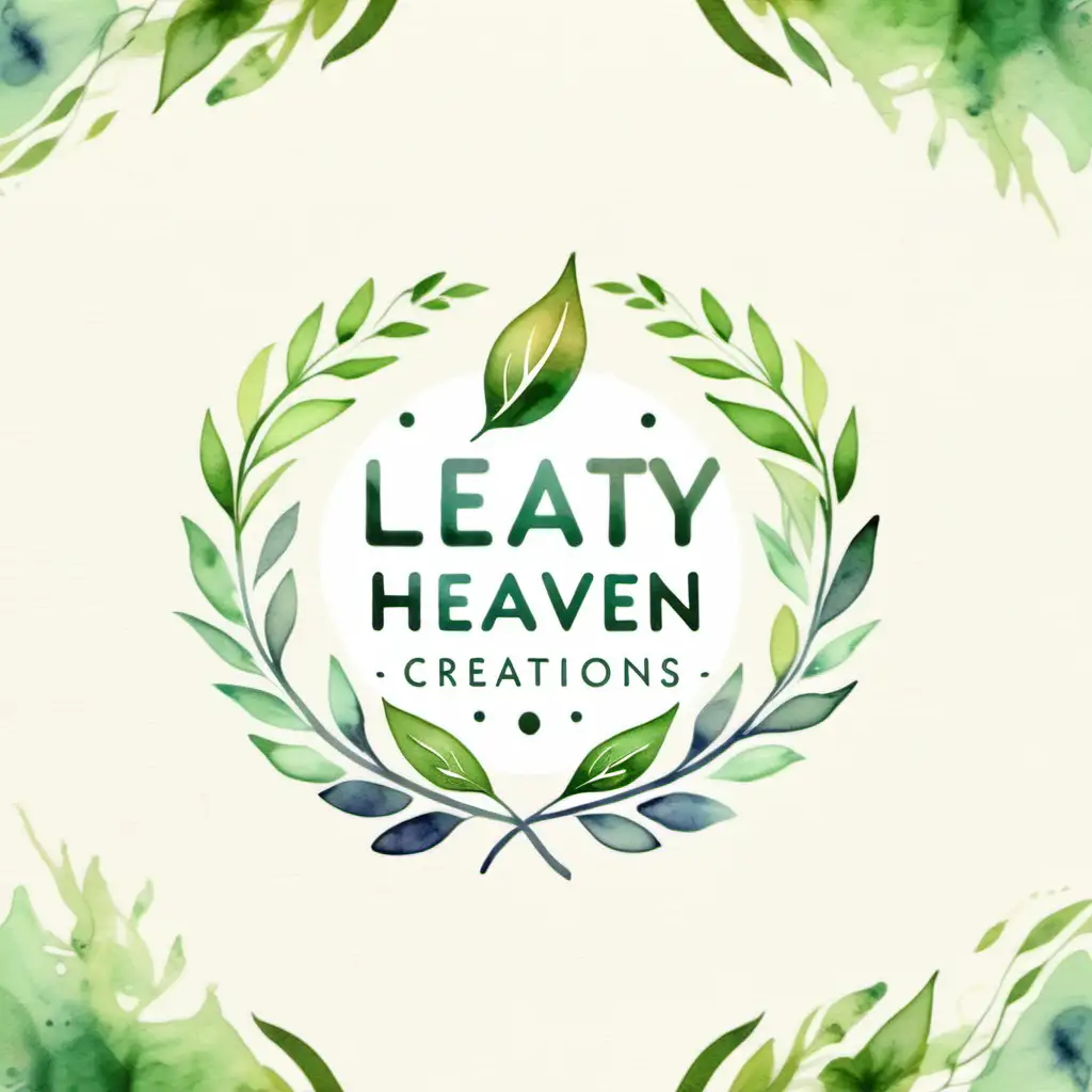 logo for company named "Leafy Heaven Creations" in watercolor theme