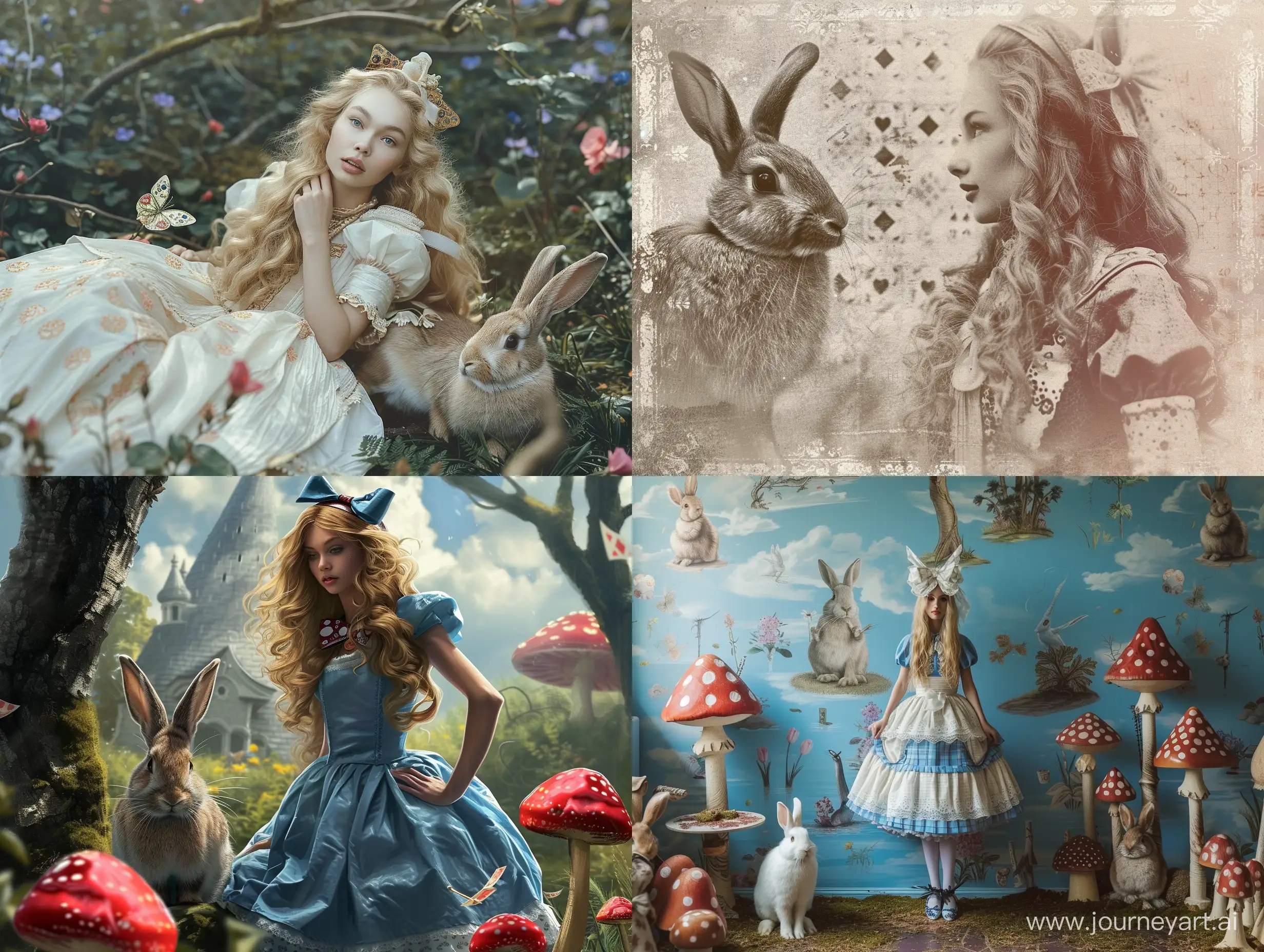 /image woman Alice in Wonderland + Rabbit
