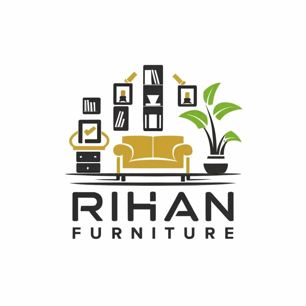 logo, Furniture images, with the text "Rihan Furniture", typography, be used in Construction industry