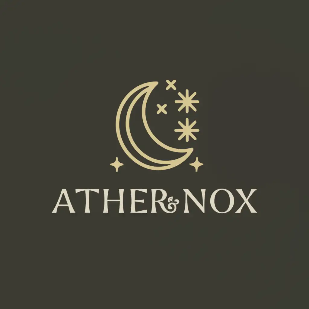 a logo design,with the text "Aether & Nox", main symbol:sun or moon, rolling hills,Minimalistic,be used in Retail industry,clear background