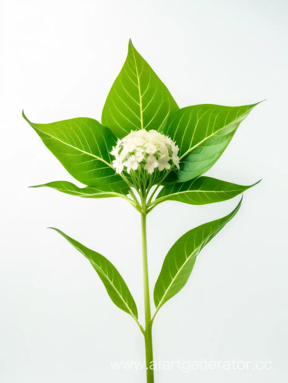 ANNUAL HYBRID wild BIG flower 8k ALL FOCUS with natural fresh green 2 leaves on white background 