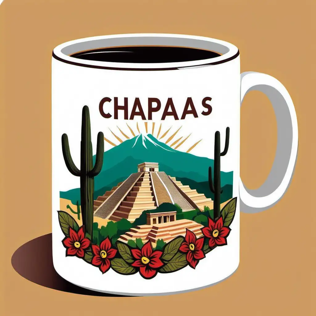 VECTOR OF Chipias and Oaxaca, Mexico with a mexican coffee mug