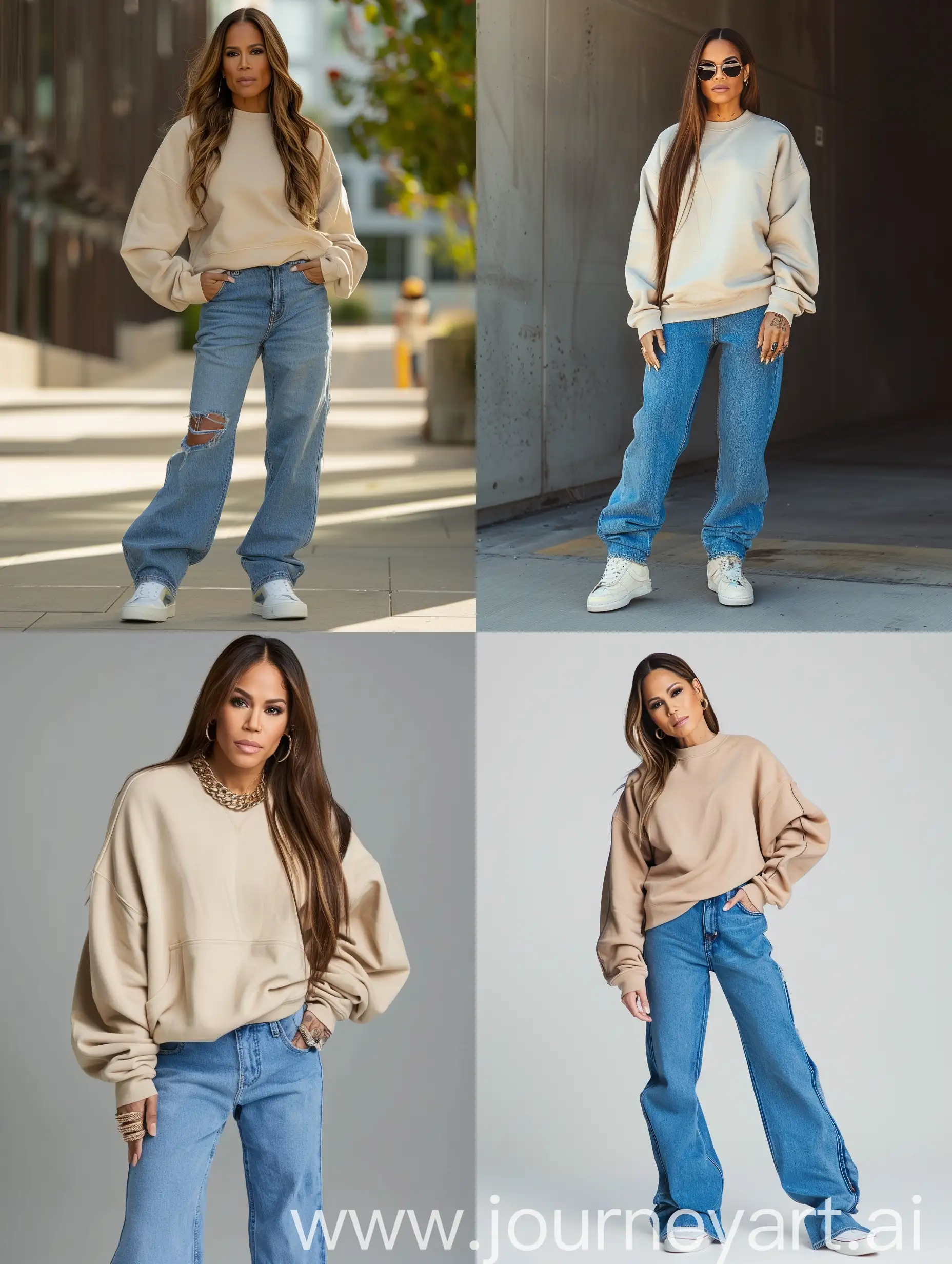 Jennifer-Lopez-Standing-Tall-in-Casual-Beige-Sweatshirt-and-Blue-Jeans