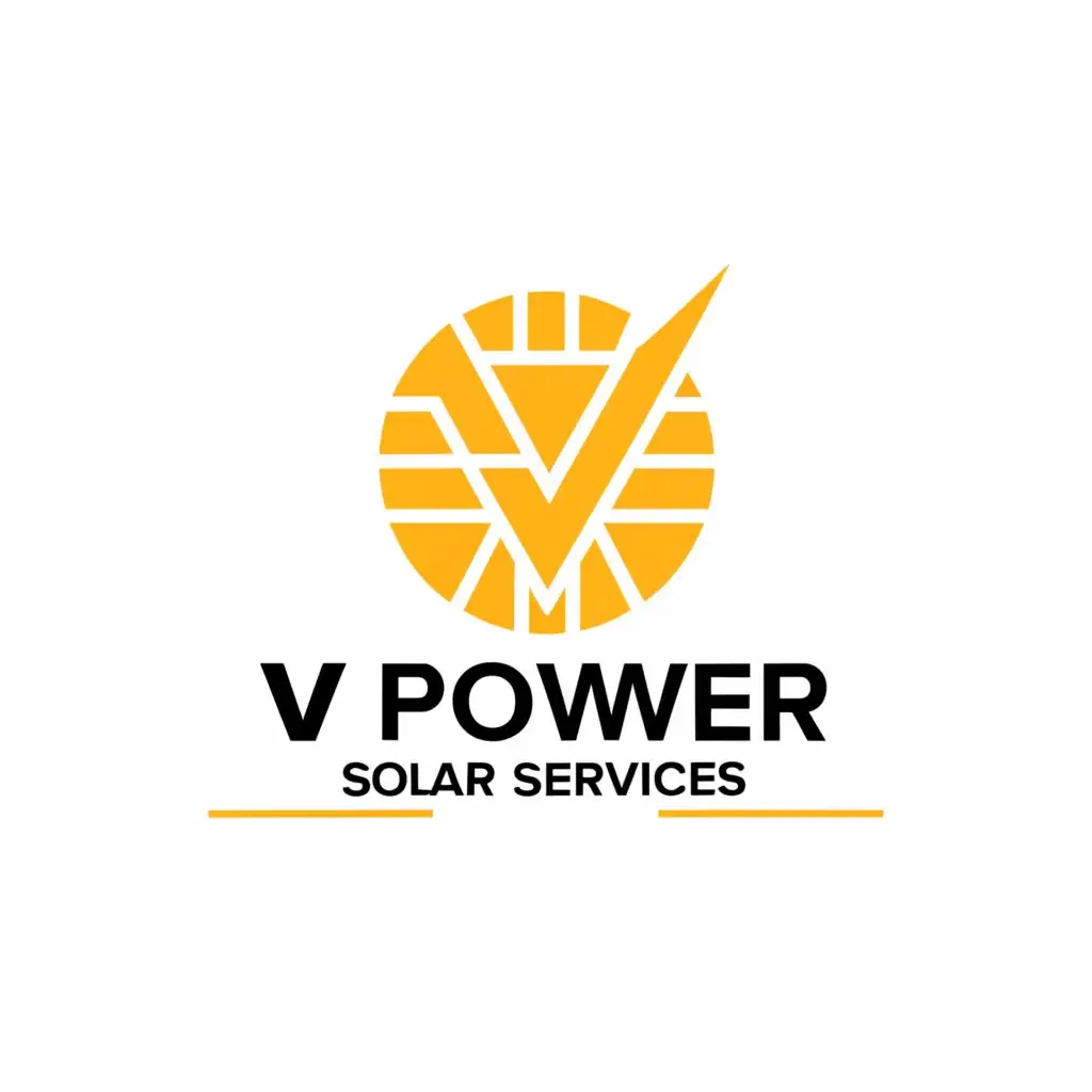 a logo design,with the text "V POWER SOLAR SERVICES", main symbol:☀️,Moderate,be used in Real Estate industry,clear background
