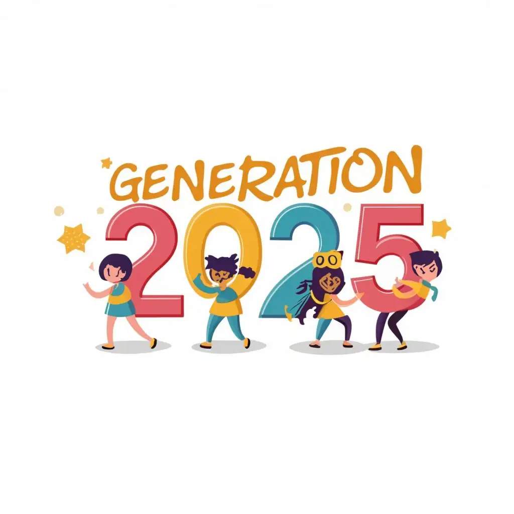 logo, colors kids, with the text "Generation 2025", typography, be used in Education industry