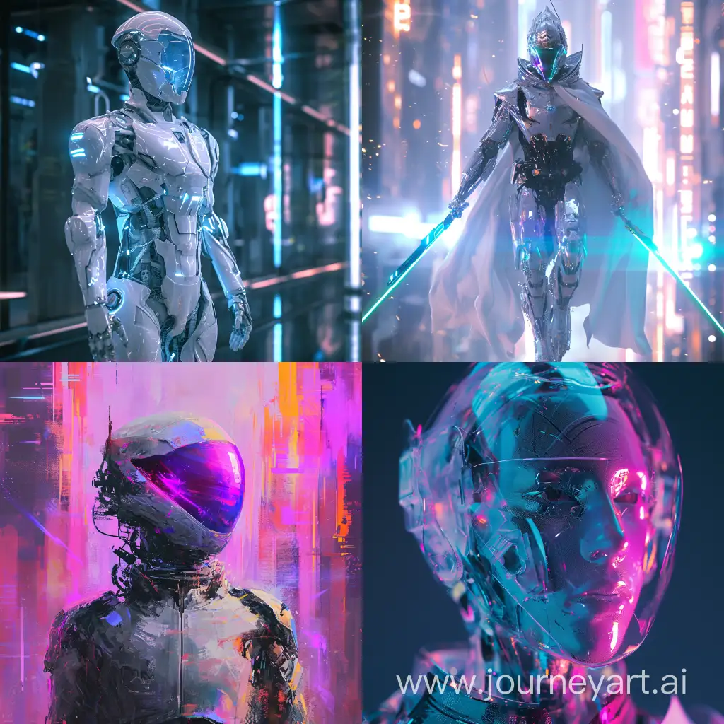 Futuristic-Cybernetic-White-Knight-in-SciFi-Hologram