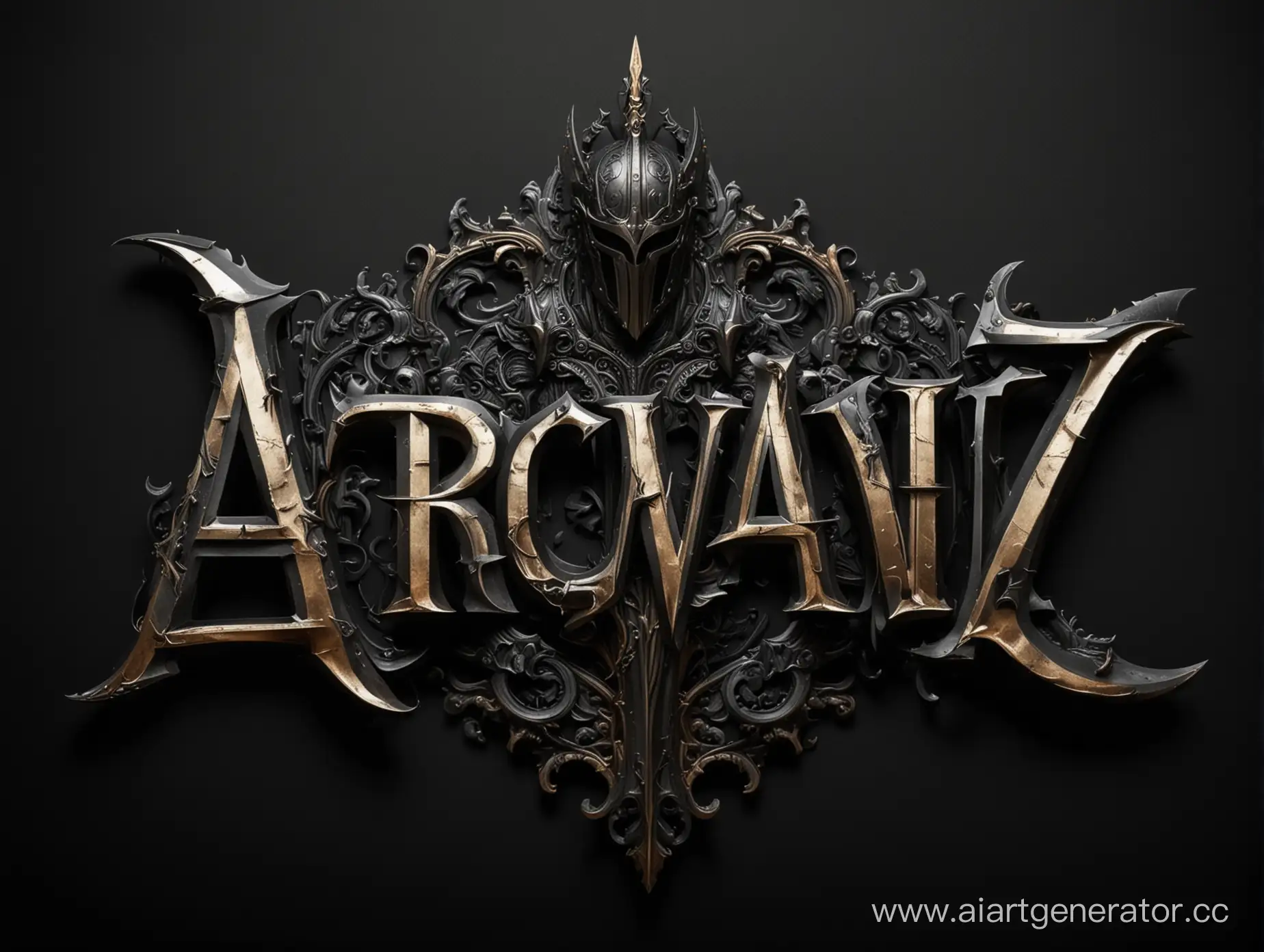 Arcvaiz-Word-Art-Black-Knight-Style-on-Black-Background