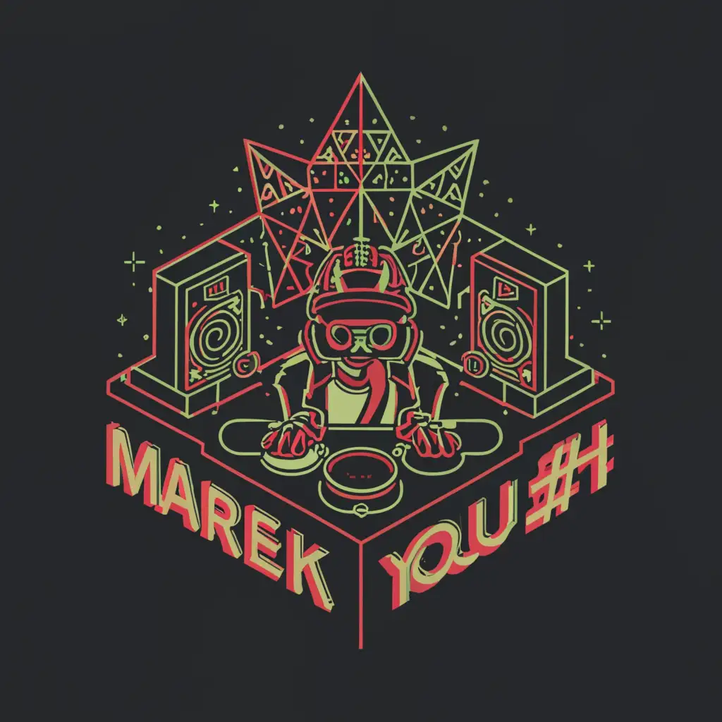 a logo design,with the text "Marek Where The Fuck You @", main symbol:Dj smoking weed in very good club,complex,be used in Entertainment industry,clear background
