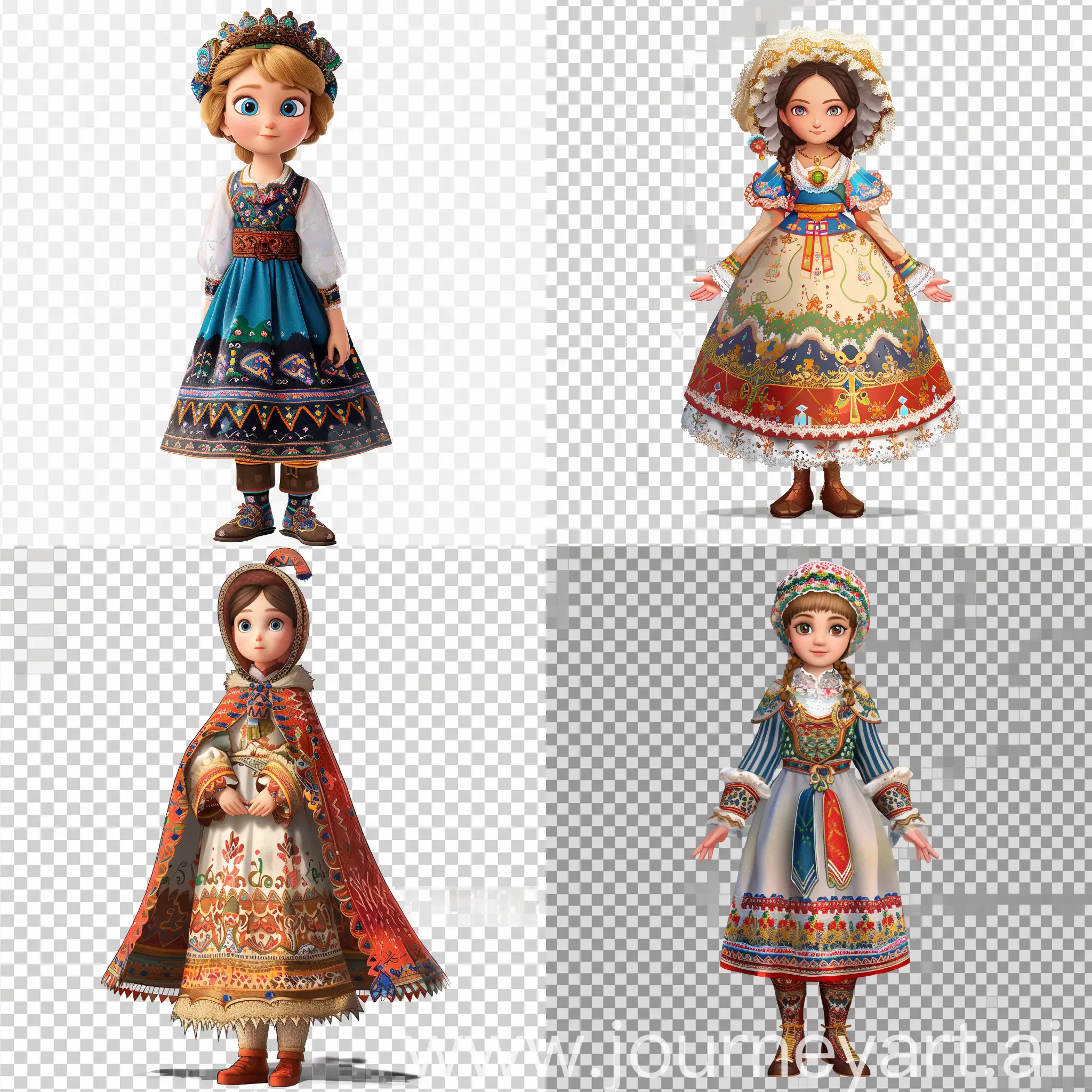 персонаж,  маленькая девочка,игровой персонаж,  русский народный костюм, костюм,, в полный рост, прозрачный фон
