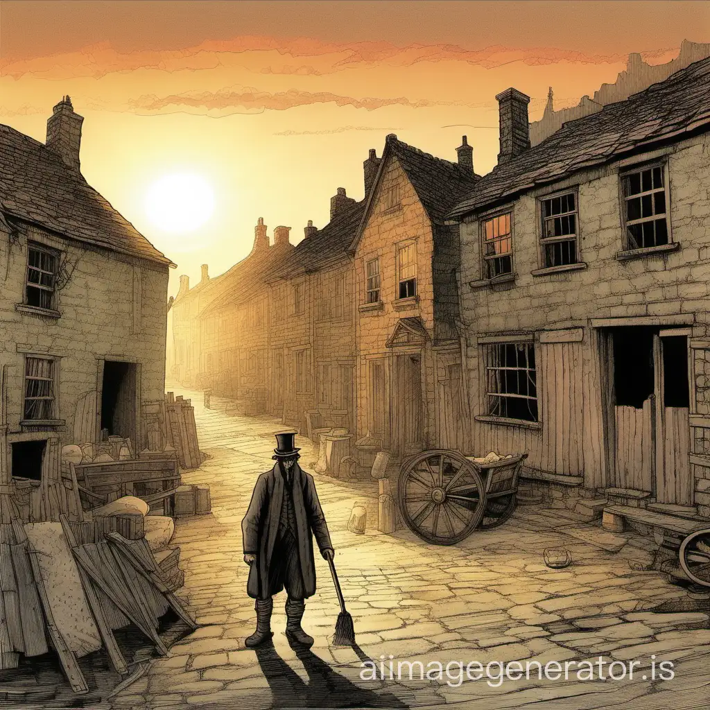 Dawn-Arrival-Elderly-Wanderer-Entering-Town-in-1815