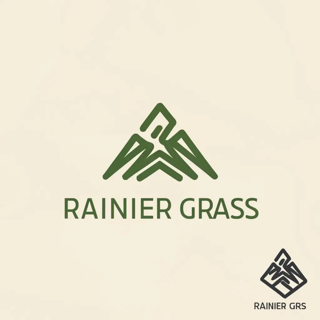 a logo design,with the text "Rainier Grass", main symbol:Mountain,Moderate,clear background