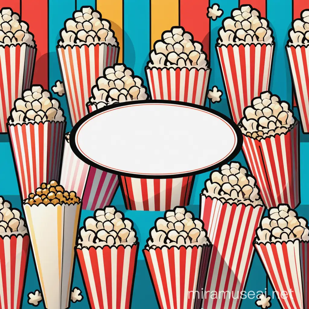 Comic Style Movie Popcorn Digital Fun in Vibrant Colors