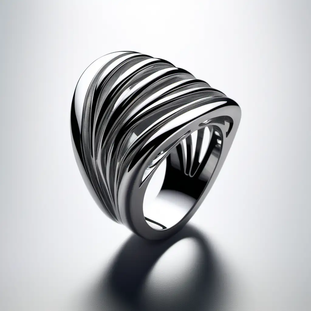 Elegant Art Deco Ring Inspired by Zaha Hadids Sleek Design