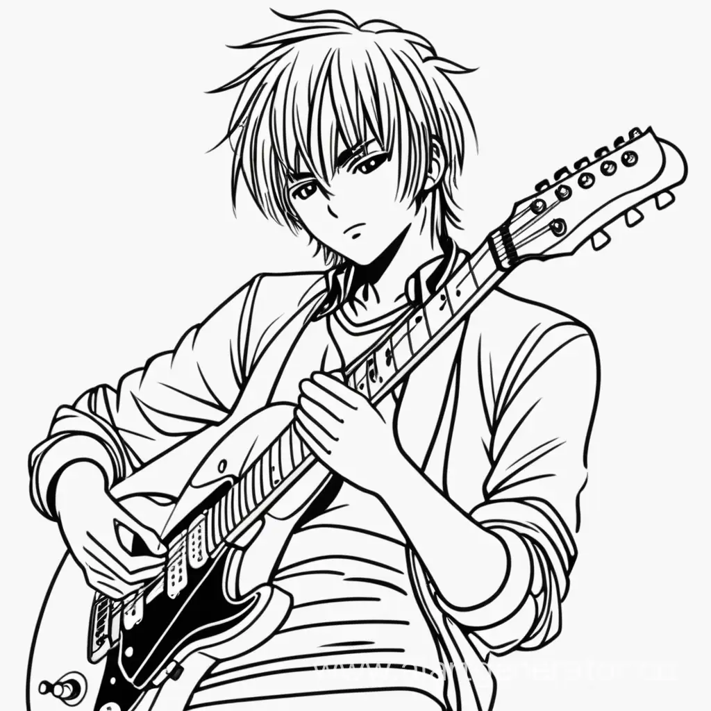 нарисуй гитариста в аниме стиле 