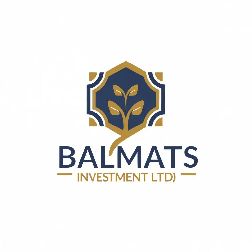 logo, blue and gold colour, Agriculture, real estate, with the text "BALMATS INVESTMENT LTD", typography