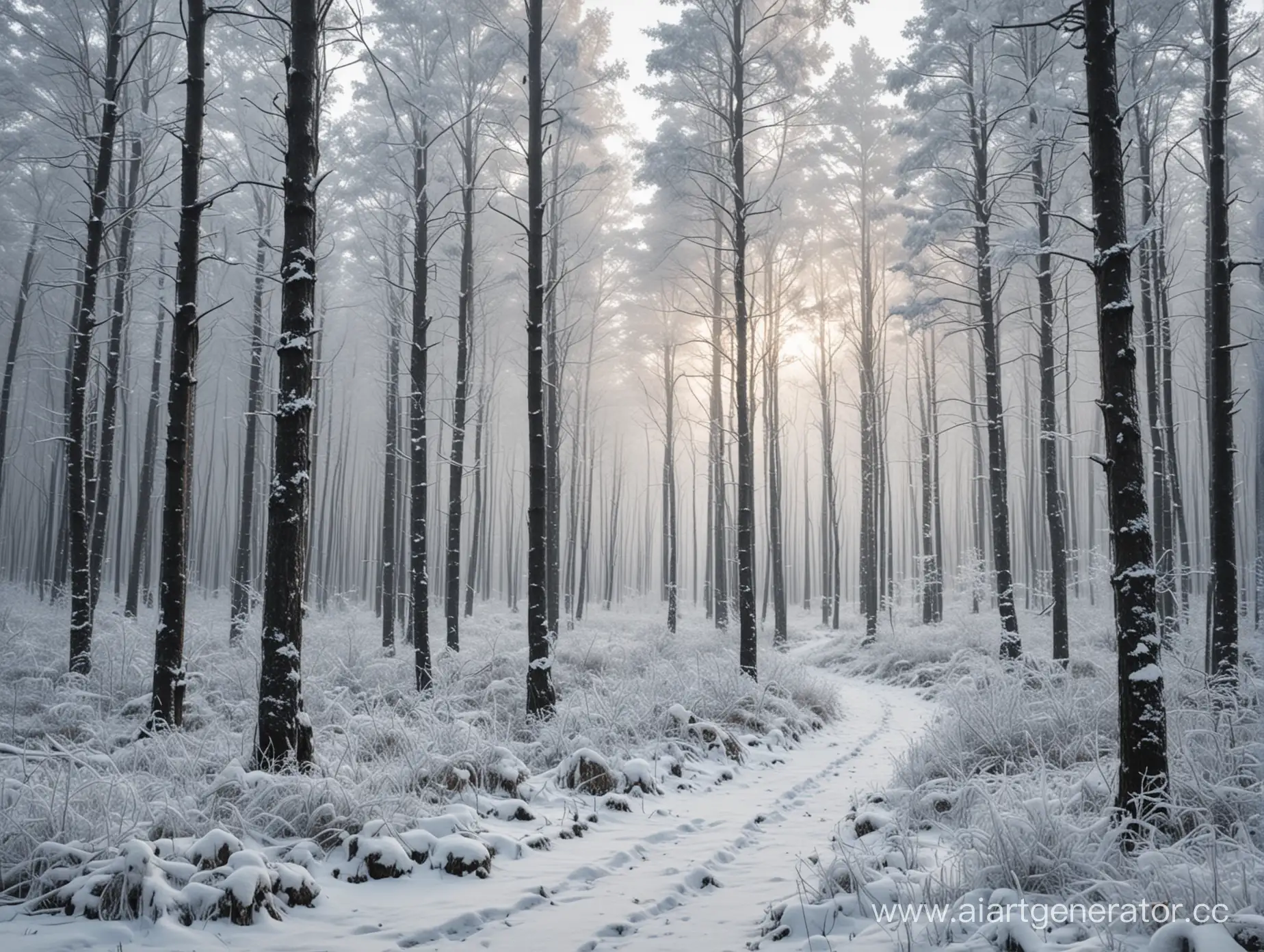 зимний лес 4к