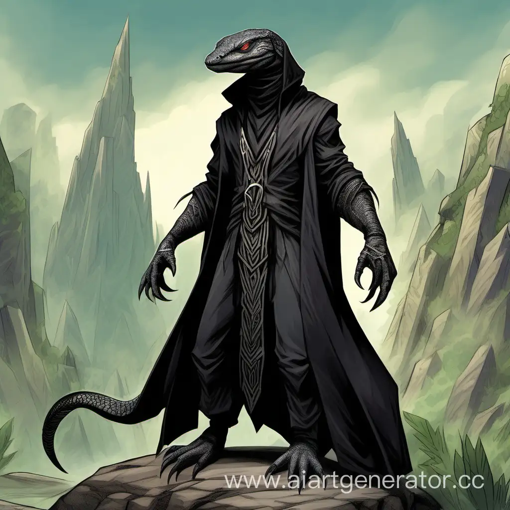 Shamanic-Lizarduman-Mystical-Creature-with-Gray-Scales-and-Black-Cloak