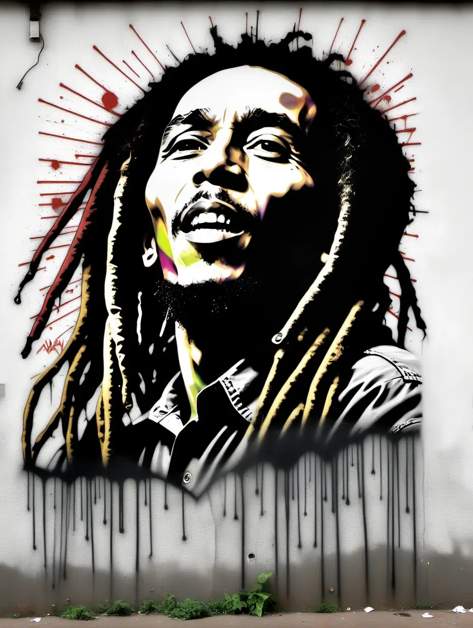 bob Marley, bansky graffiti style