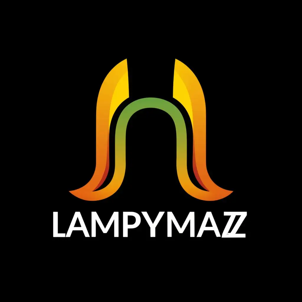 a logo design,with the text "LAMPYMAZ", main symbol:Name : LAMPYMAZ
Main Logo concept : River of light
Main Logo color : Orange , Green
Background : Black,complex,be used in Real Estate industry,clear background