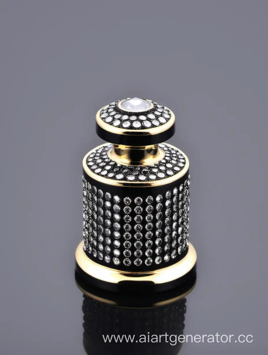 Luxurious-Zamac-Perfume-Ornamental-Cap-with-Black-and-White-Diamond-Finish