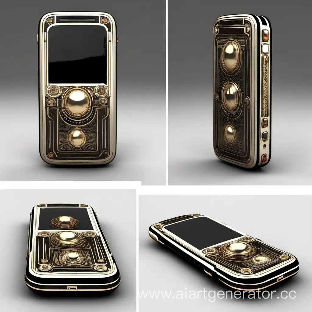 retro-futuristic Russian imperial styled smartphone