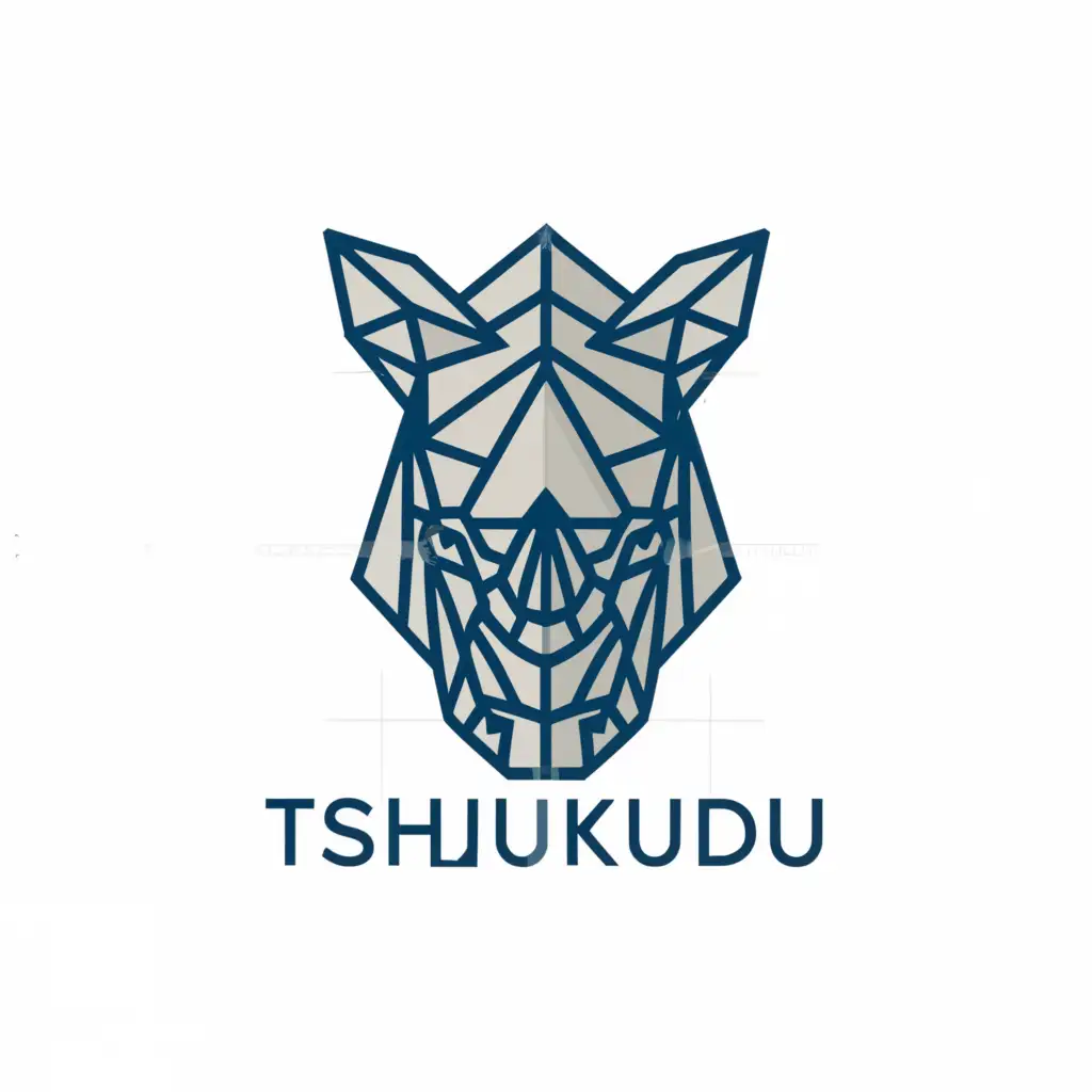 a logo design,with the text Tshukudu, main symbol: Rhino front facing geometric, Moderate, clear background