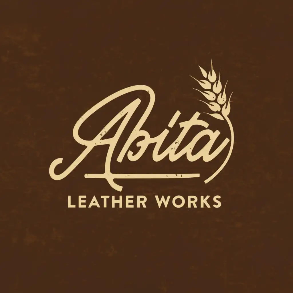 logo, wheat, with the text "Abita Leather Works", typography