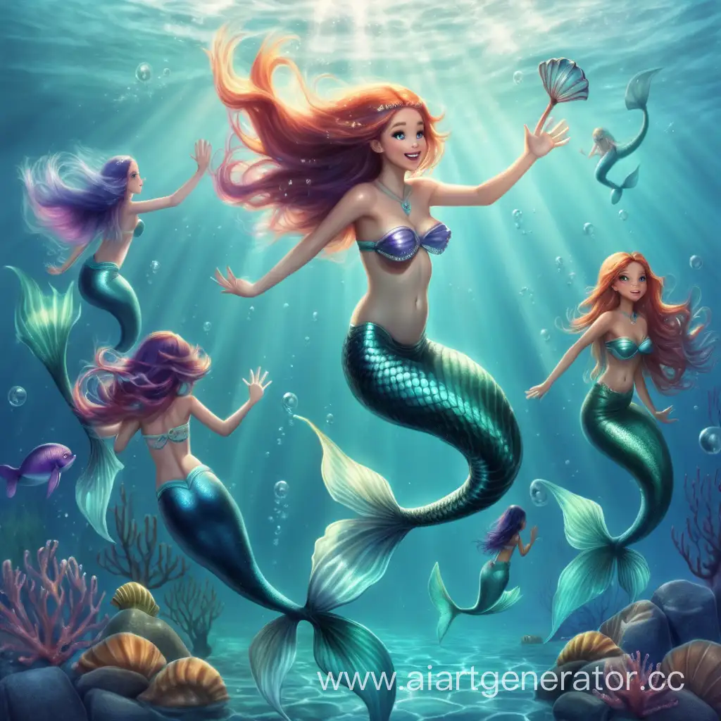 Enchanting-Scene-of-Graceful-Mermaids-Leaping-from-the-Ocean-Waves