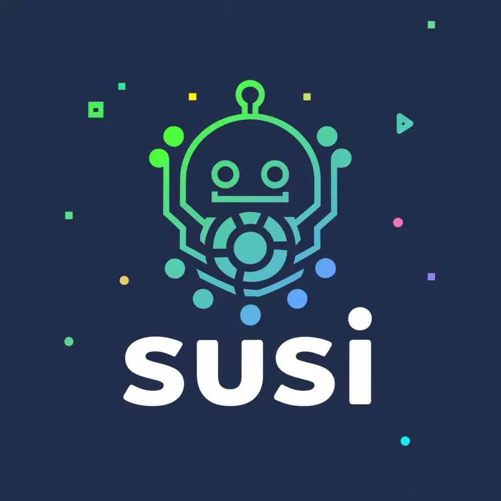 a logo design,with the text "Susi", main symbol:a robot,Moderate,be used in Technology industry,clear background
