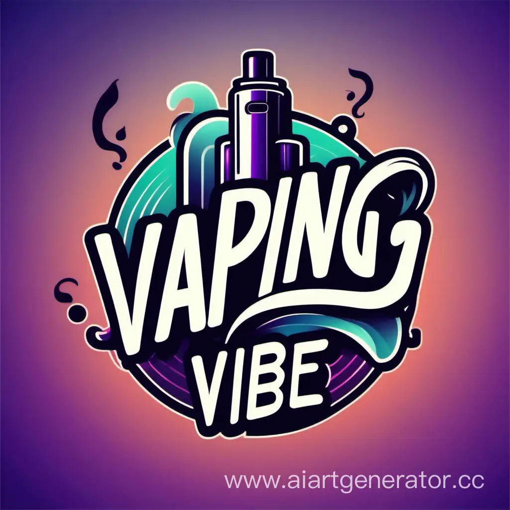 A logo about vaping in cool tones and with the name Vaping Vibes