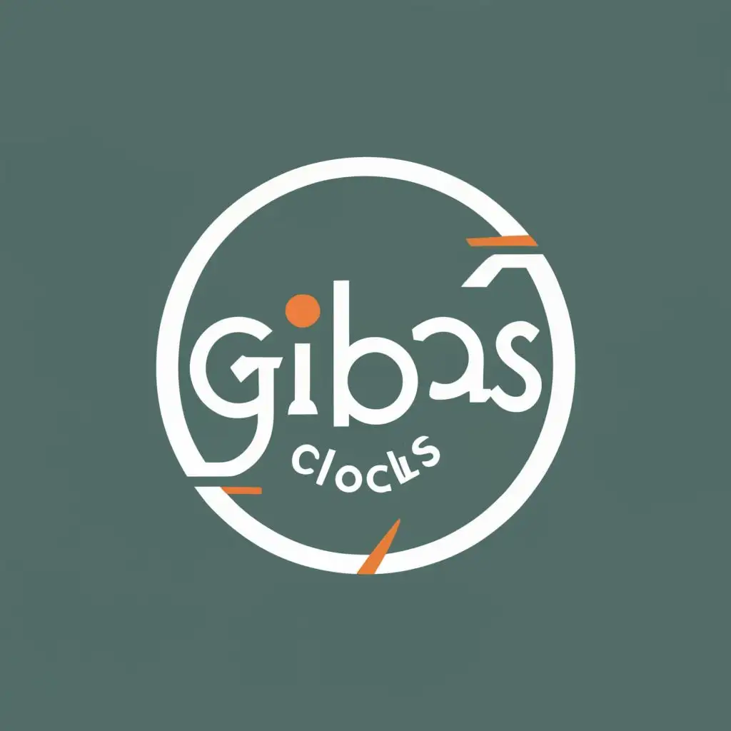 logo, clocks, no background, with the text "Gibas clocks", typography