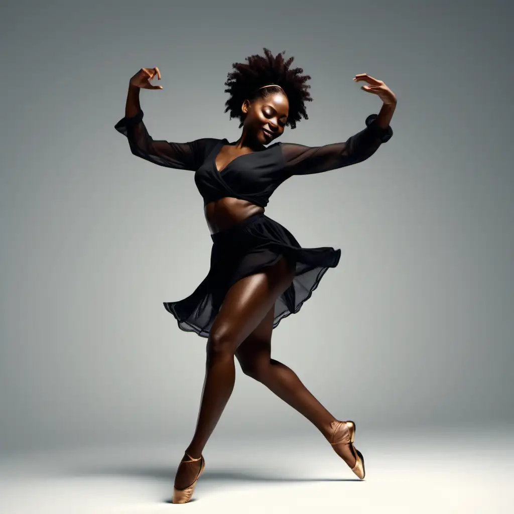 Energetic 4K Image Dynamic Black Woman Dancing with Grace and Passion