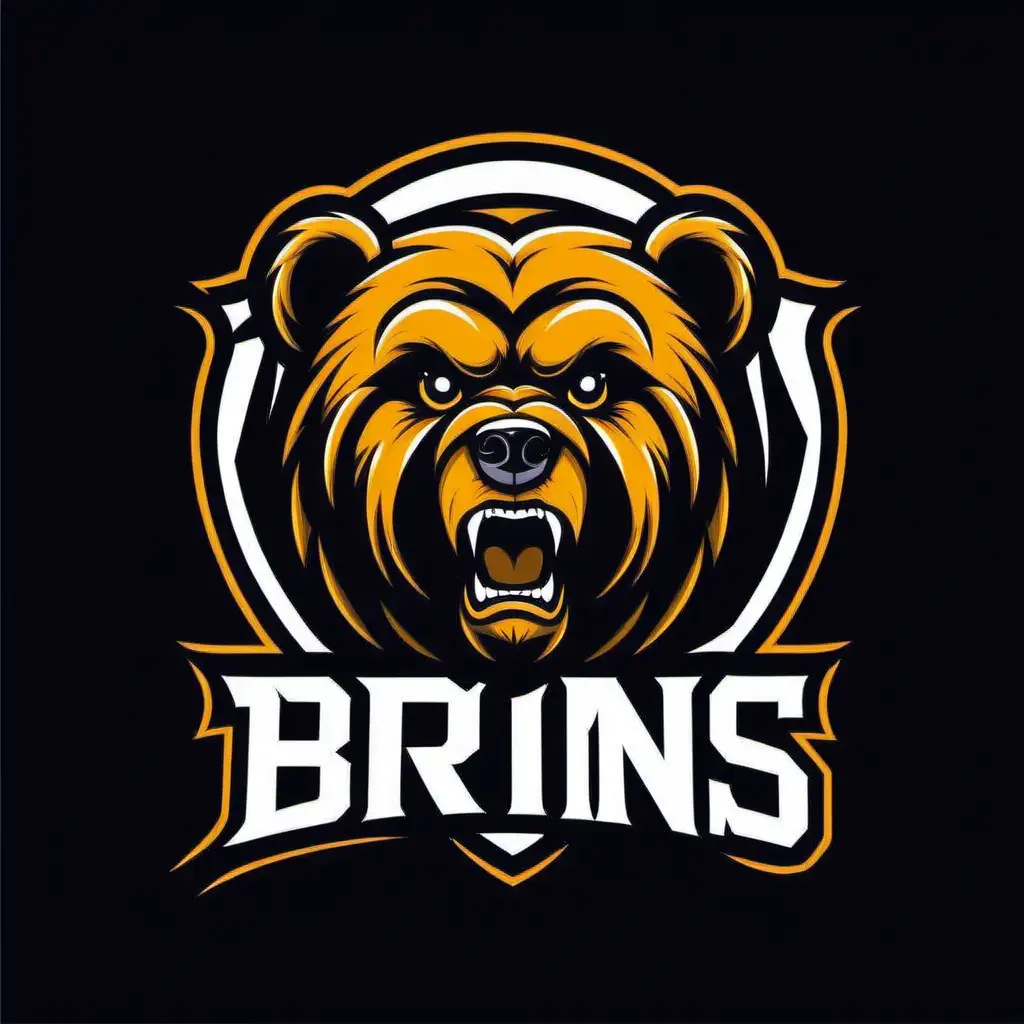 Bruins Bear Sport Team Vector Logo on Black Background