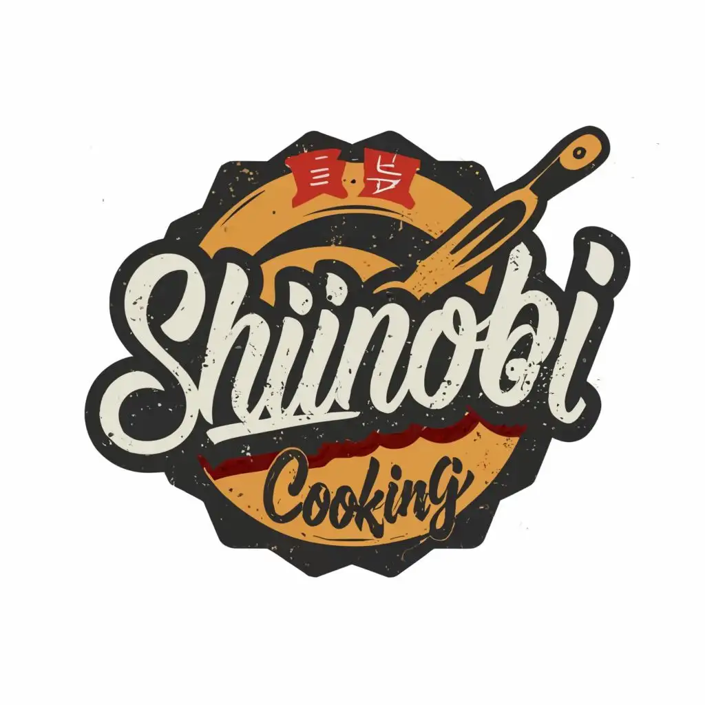 logo, its about cooking, with the text "Shinobi", typography