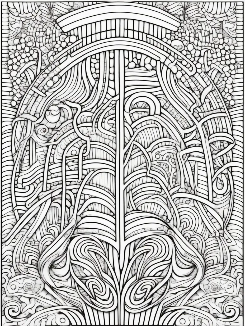 Intricate Line Tangle Art for Relaxing Coloring Abstract Patterns and Shapes