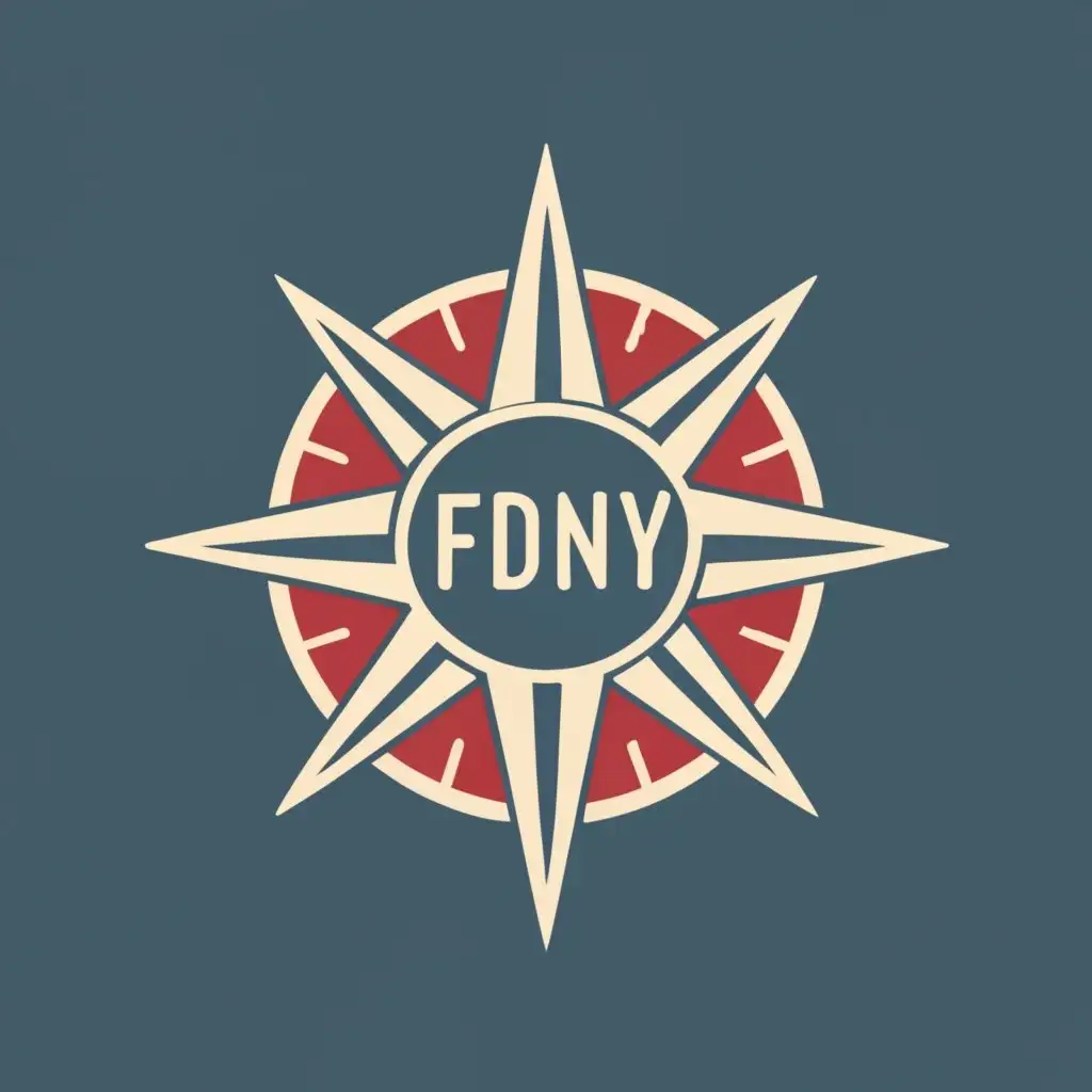 logo, I would like to create a logo for the FDNY that's background is a stencil print of the compass rose and includes the text "FDNY" on top, with "Management Analysis and Planning"., with the text "Management Analysis and Planning", typography